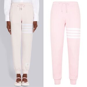 Thom Browne Medium Waffle 4-Bar Sweatpants Size Small Pink White